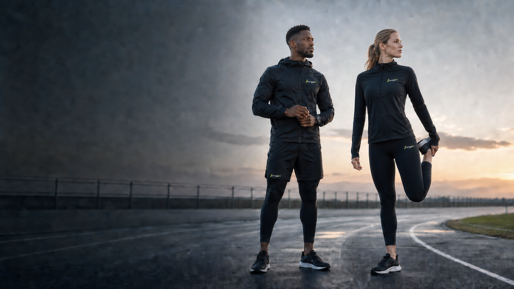 A male and female athlete preparing for a shared training session